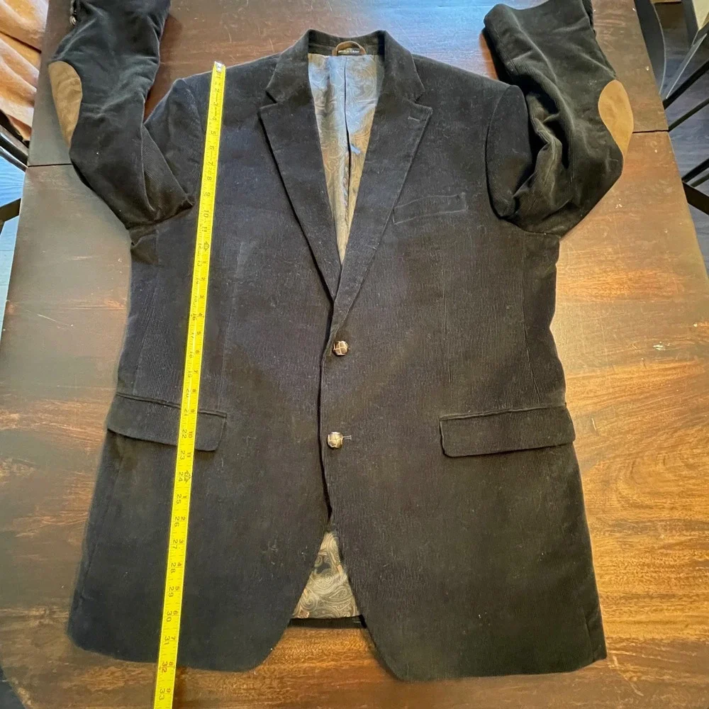 Lauren‎ Ralph Lauren Mens Corduroy Blazer Black Elbow Patches Sport Coat 44R